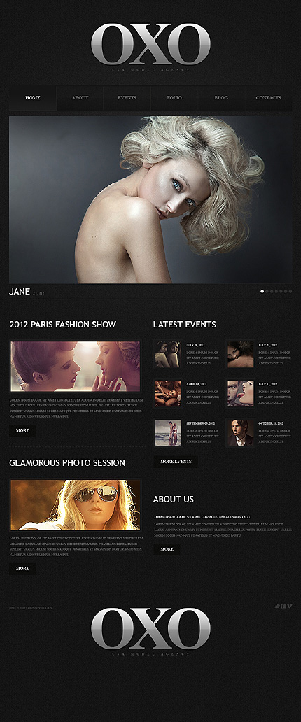 Sleek and Glamorous Model Agency Responsive WordPress Template