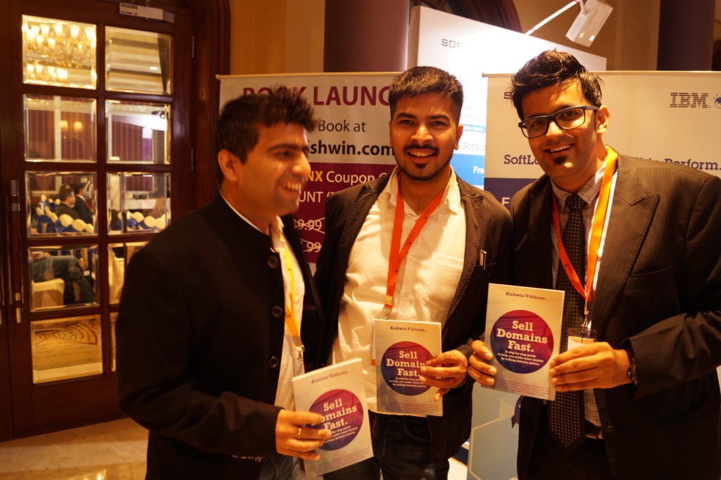 Anshul Goel, Aishwin Vikhona and me at domainx bangalore 2015