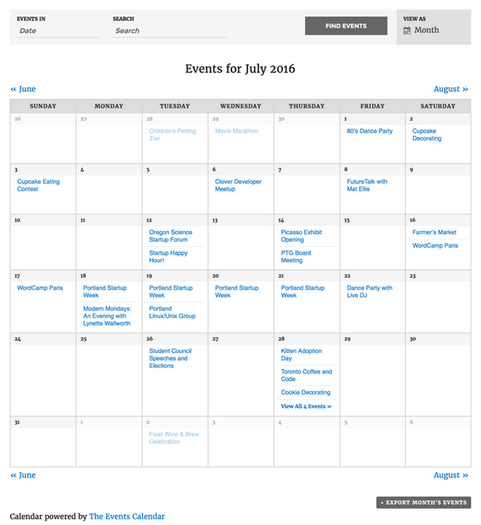 Events Calendar by Modern Tribe