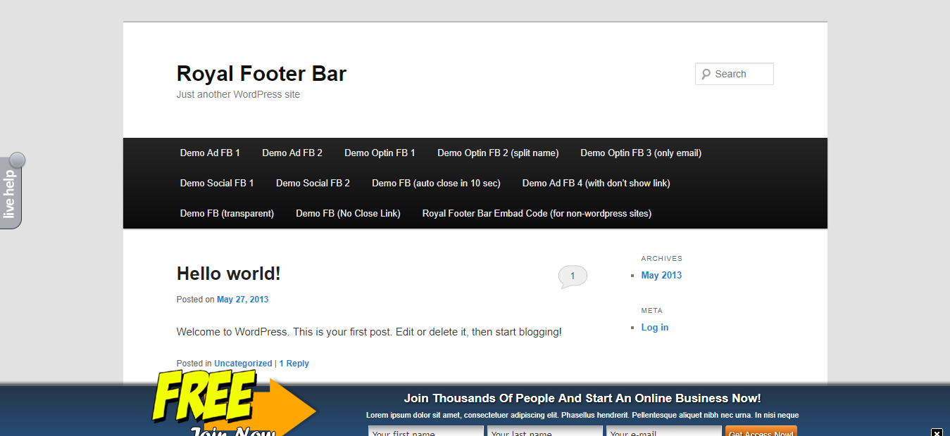 Royal Footer Bar -WordPress Notification Bar Plugin