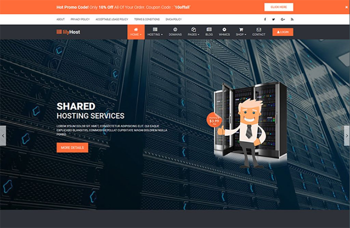 lilyHost | Responsive WHMCS Hosting WordPress Theme