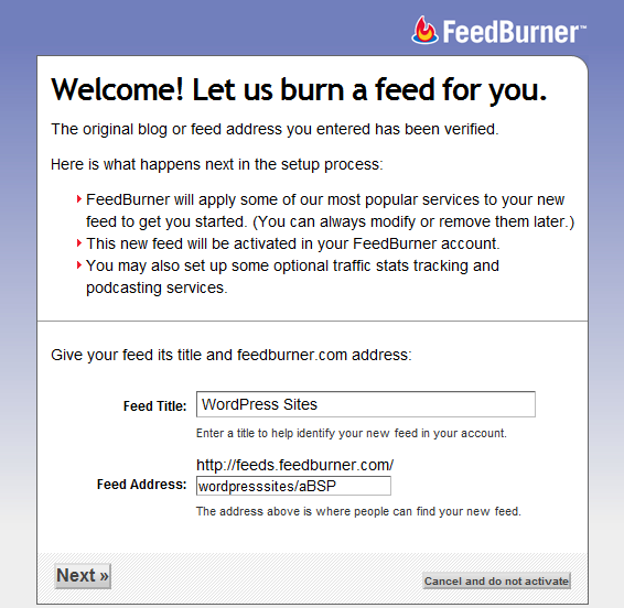 FeedBurner- Readu to Burn the Feed