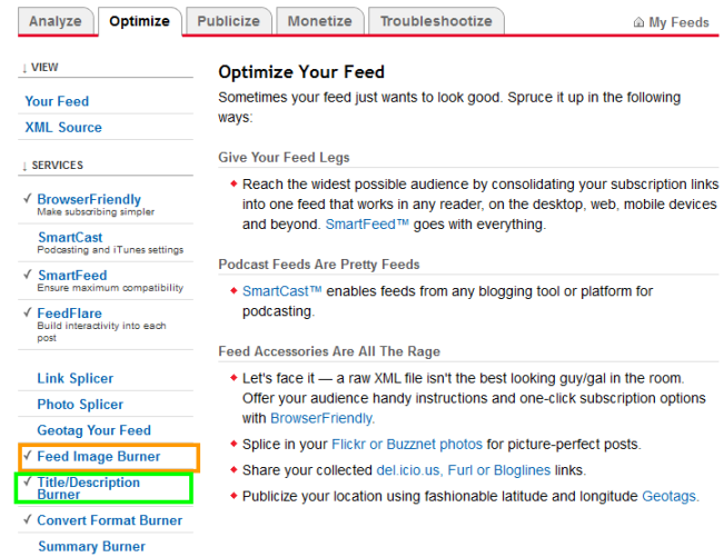 Optimize your Feed- Using Feedburner