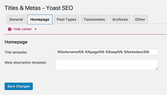 Yoast SEO Plugin- Homepage_Title & Metas