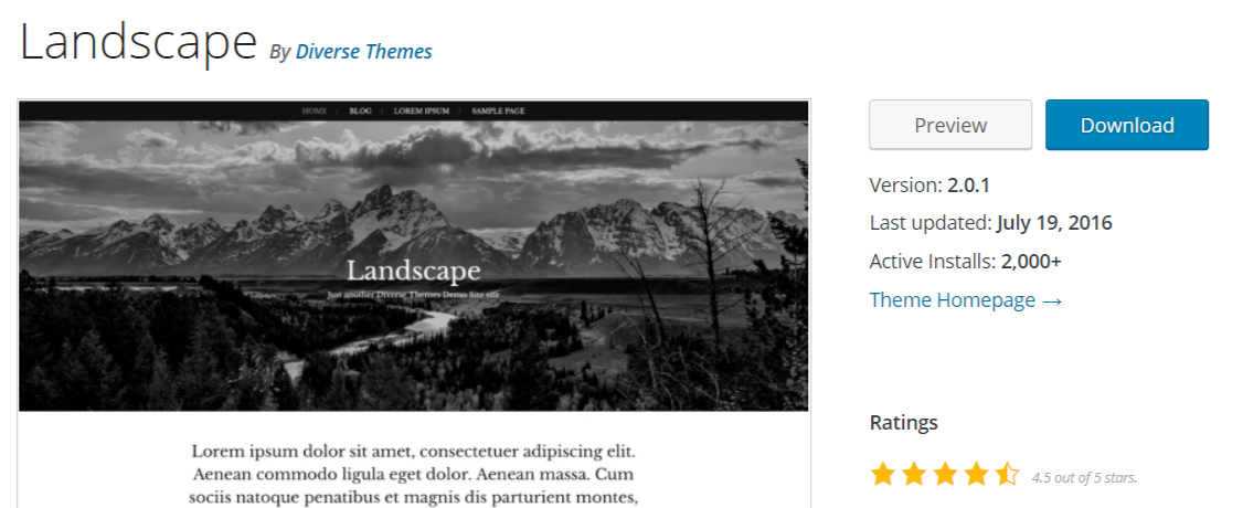 Landscape — Photgraphy WordPress Themes