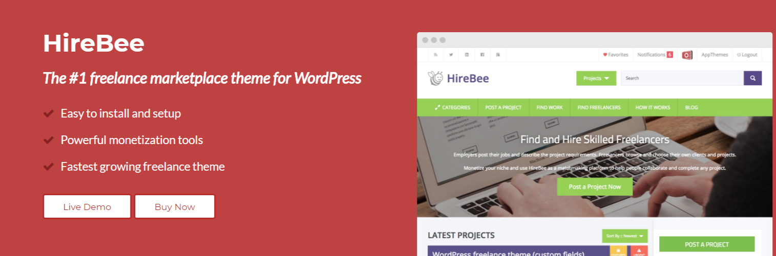 HireBee- Marketplace WordPress Themes