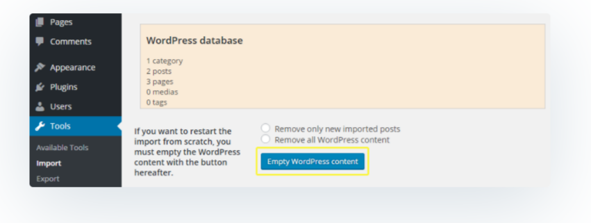 Create Backup of database- Migrate Joomla to WordPress