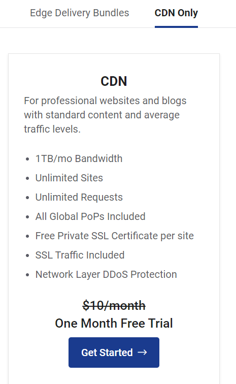 StackPath CDN Pricing - CDN Only