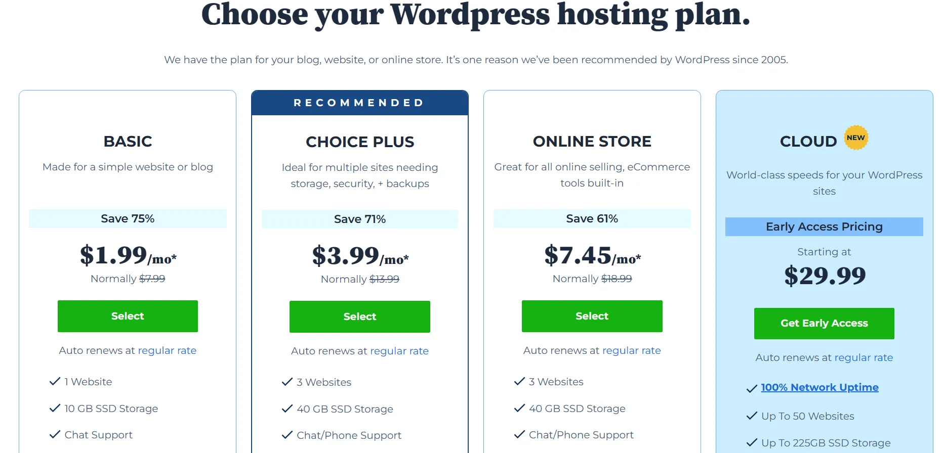 Bluehost- Pricing