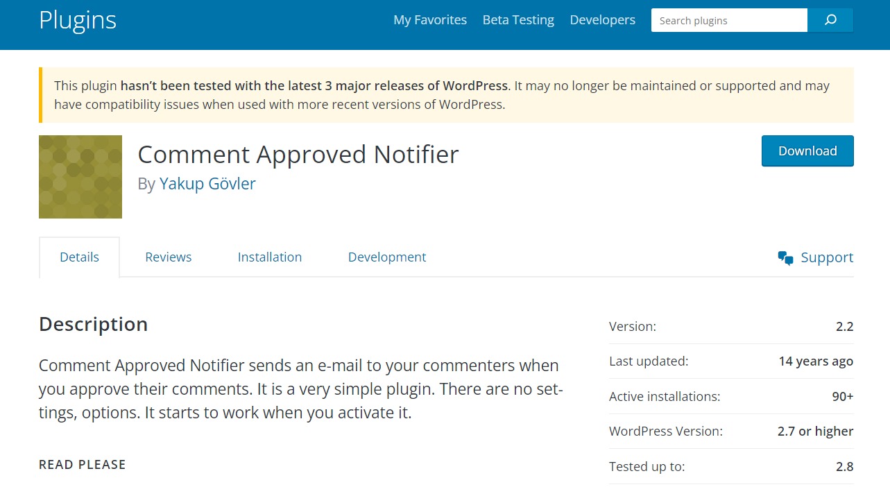 Best WordPress Plugins list: Comment Approved Notifier
