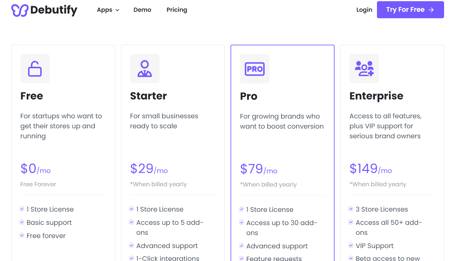 Debutify pricing plan