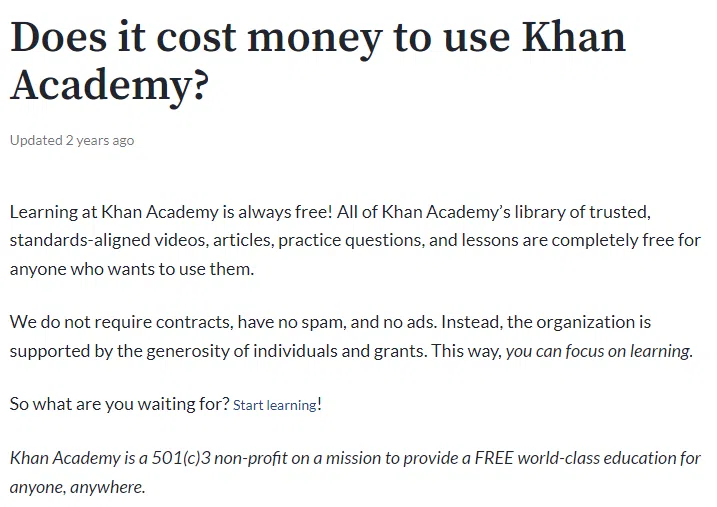 Khan Academy Pricing