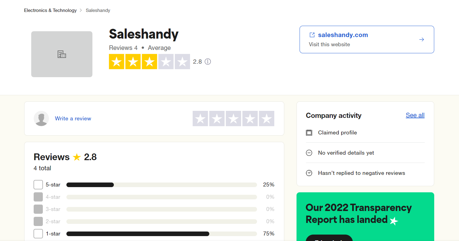 Saleshandy Trustpilot