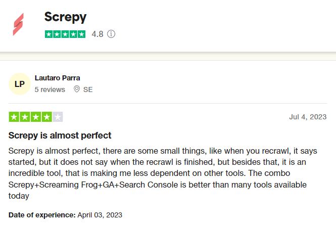 Screpy Customer Review