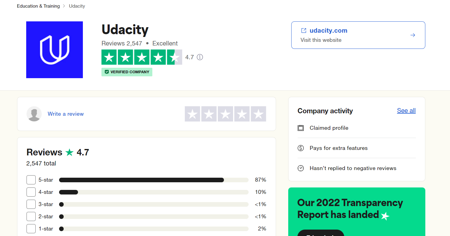 Udacity Trustpilot