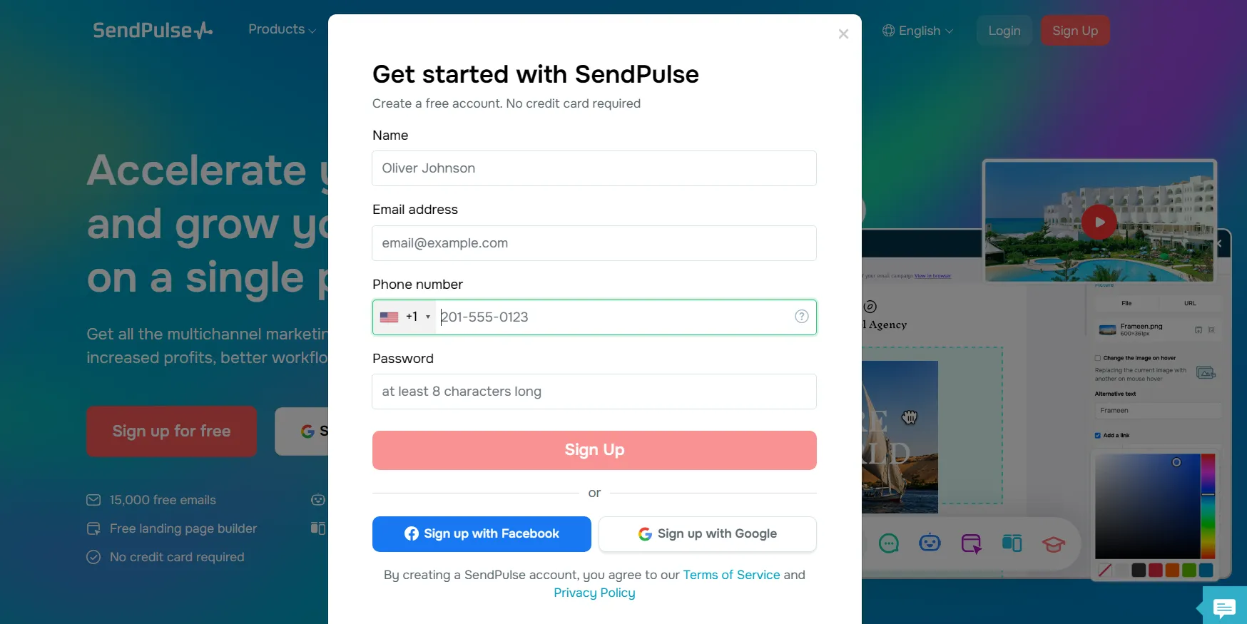 SendPulse- Sign Up for an Account