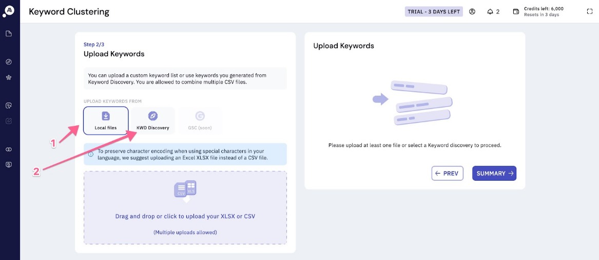 Keyword clustering step 2