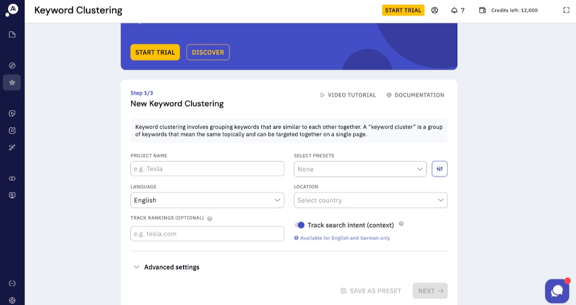 Keyword clustering