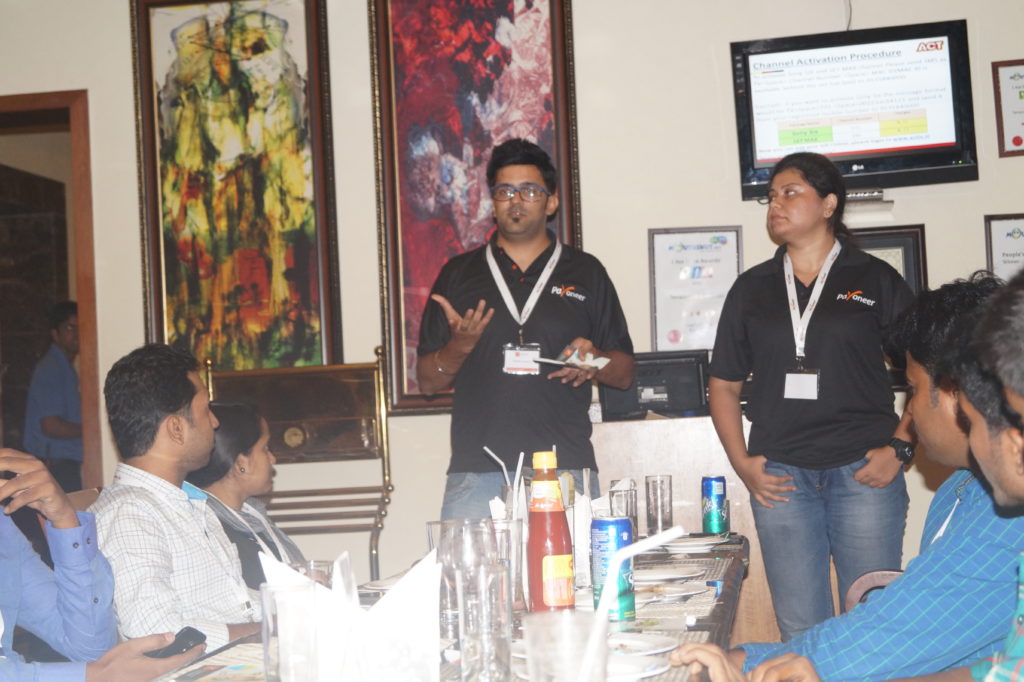 Me speaking at Payoneer Networking Dinner 31st May 2015 Bangalore