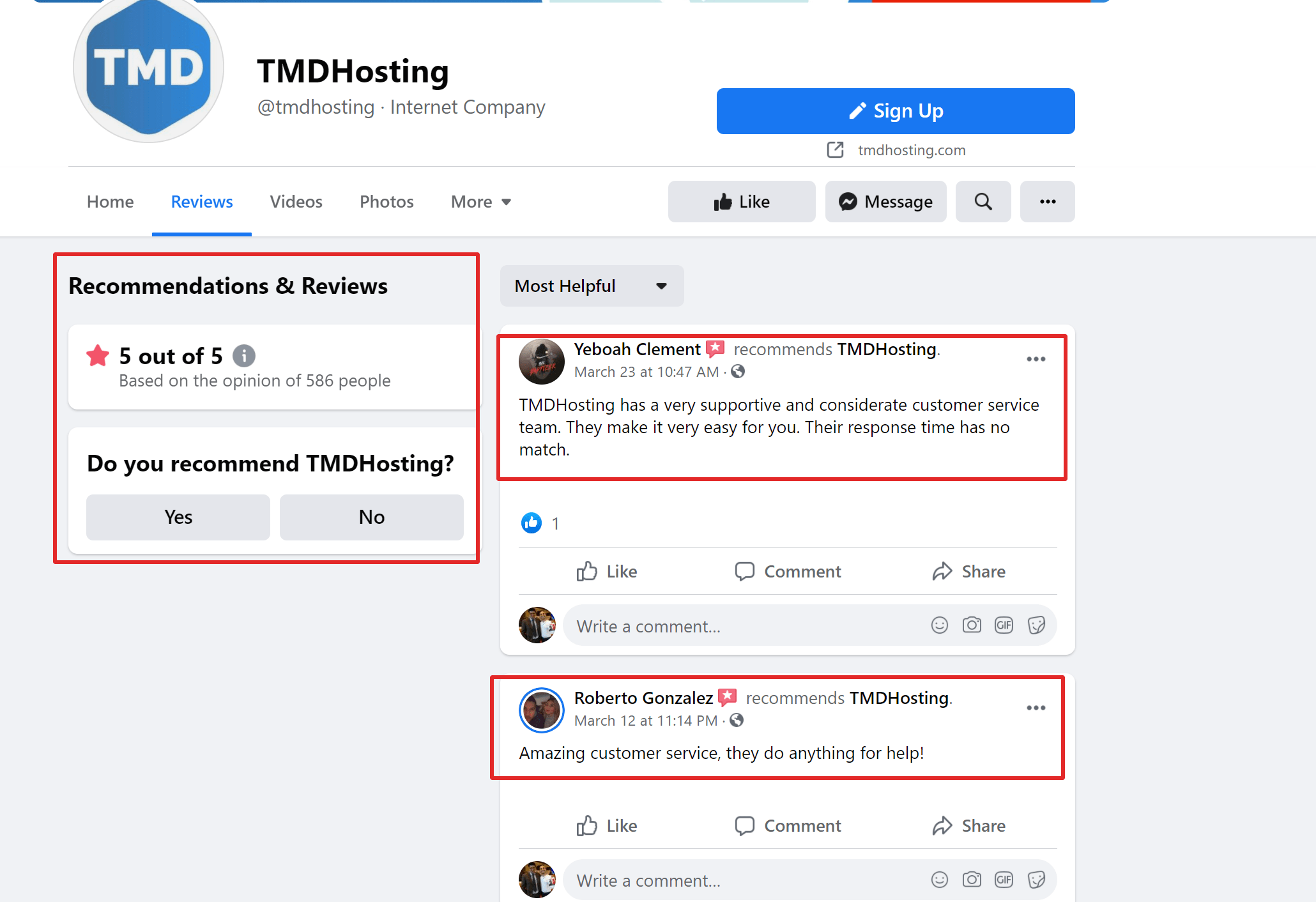 TMDhosting testimonials