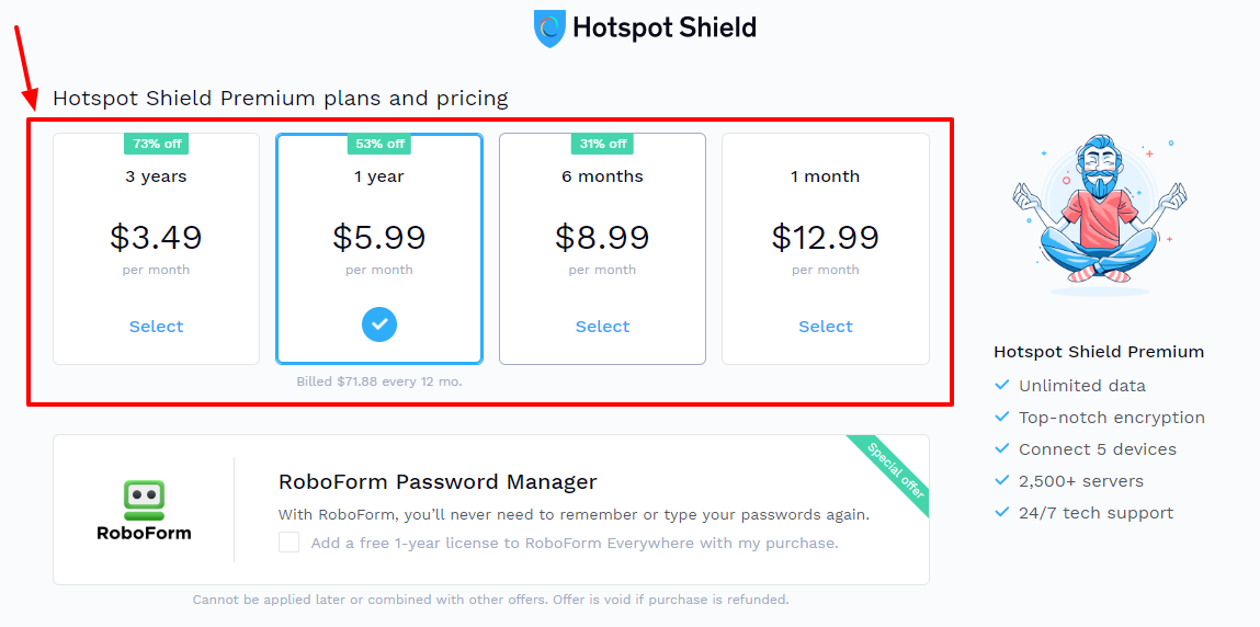 Hotspot Shield Elite VPN Coupon Codes - pricing plan