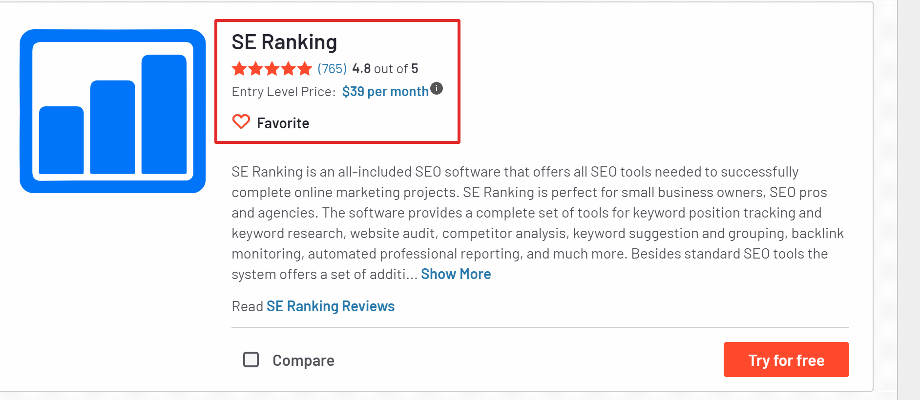 G2 ranking SE ranking