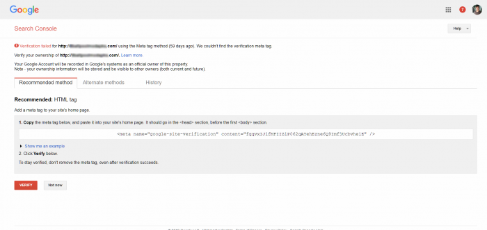 Google Search Console - Verify Ownership