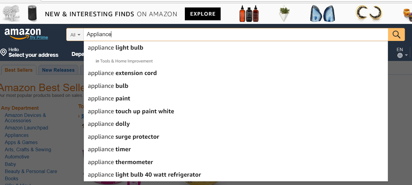 How To Find Products To Sell On Amazon- Use Amazon Search Box