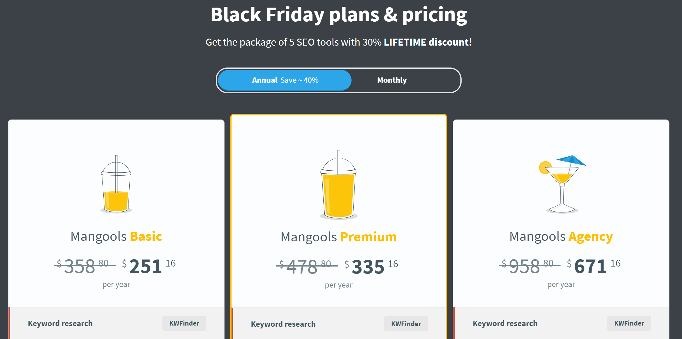 Mangools Black Friday Plans & Pricing 