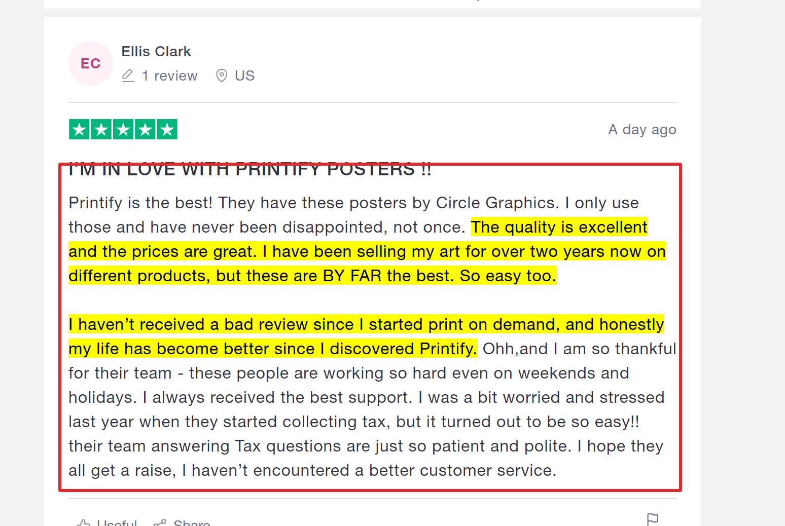 Printify customer reviews online