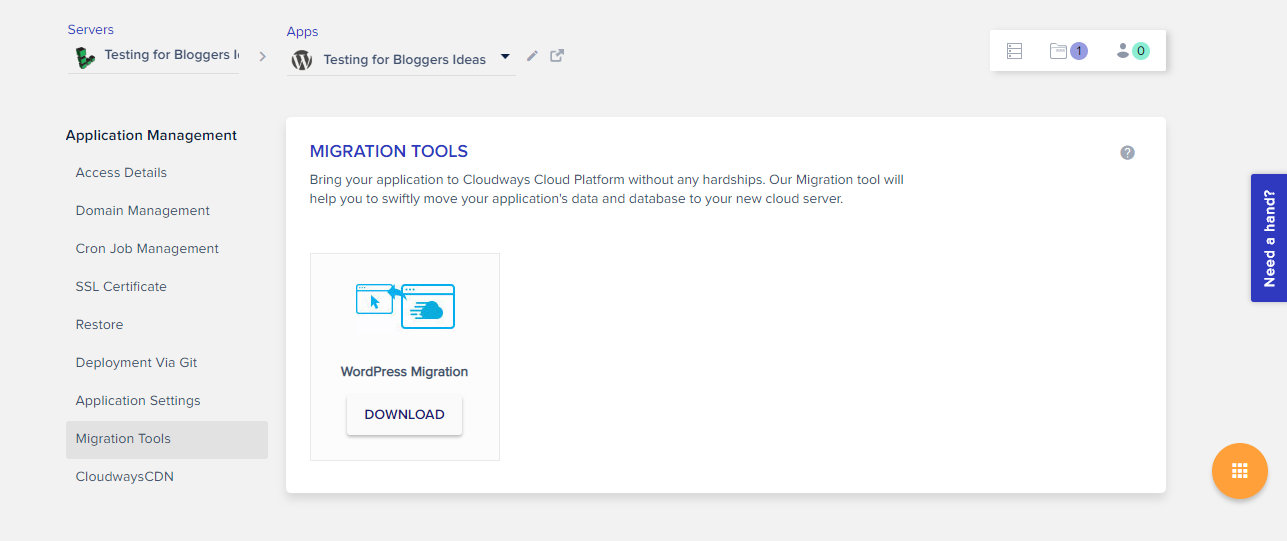 Cloudways Review- Migration Tool