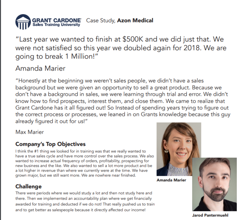 Grant Cardone Courses Review- CU Case Study Azon Medical pdf
