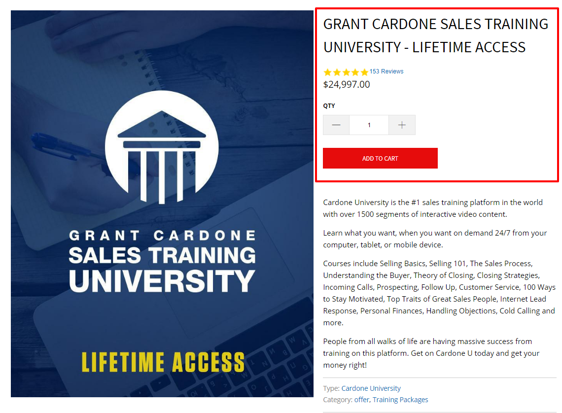 Grant Cardone Sales Training University Lifetime Access 