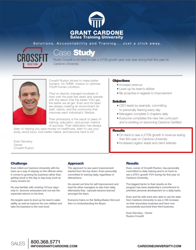 Grant Cardone University Review- CU Crossfit Ruston Case Study