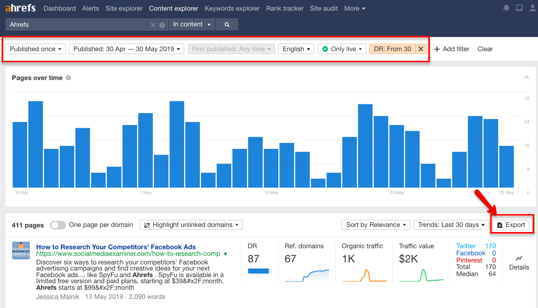 3 Easy Ways to Build High Quality Links - ahref dashboard