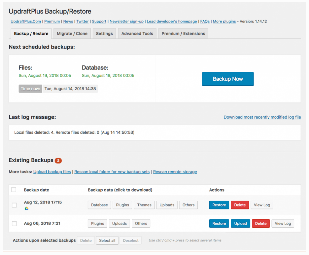 BlogVault or UpdraftPlus Compression Review- Features