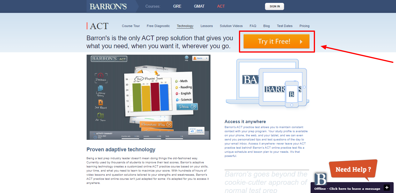 Barrons Test Prep Review - Online Practice Test and Course Technology