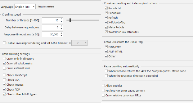 Netpeak Spider Review– Advanced Tabs