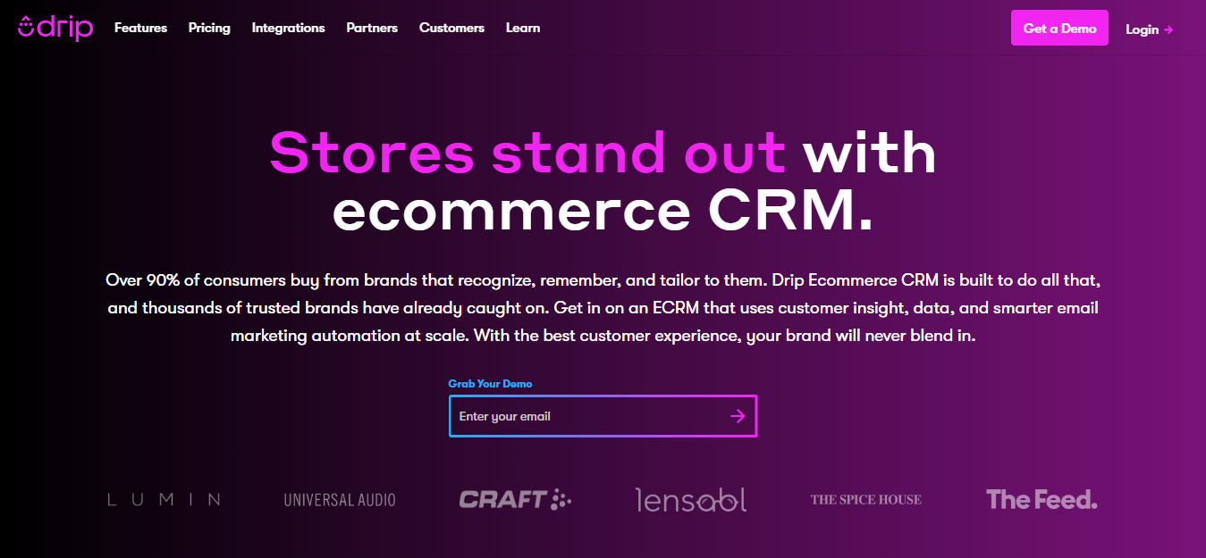 Omnisend vs Drip Ecommerce - drip home page