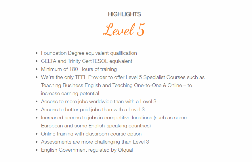 TELF Review - Level 5 Course