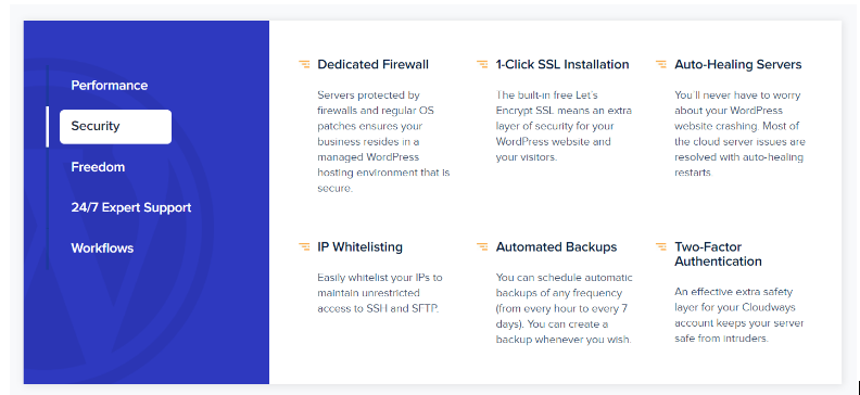 Cloudways vs WPMU DEV - Cloudways Managed Security