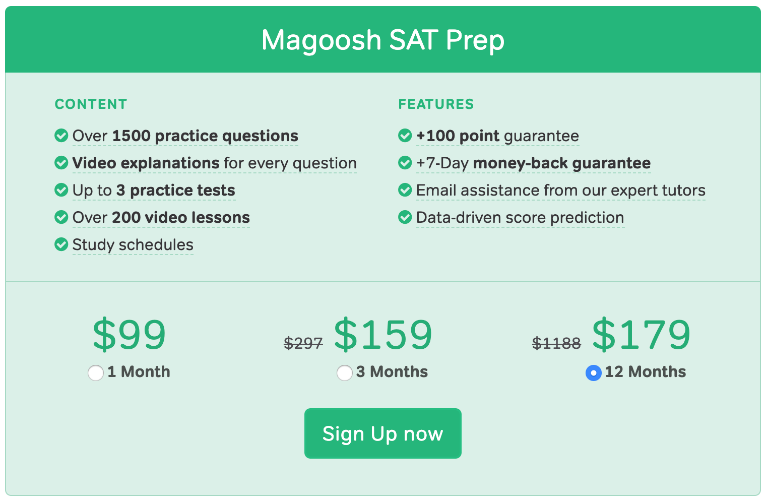 Magoosh SAT Pricing