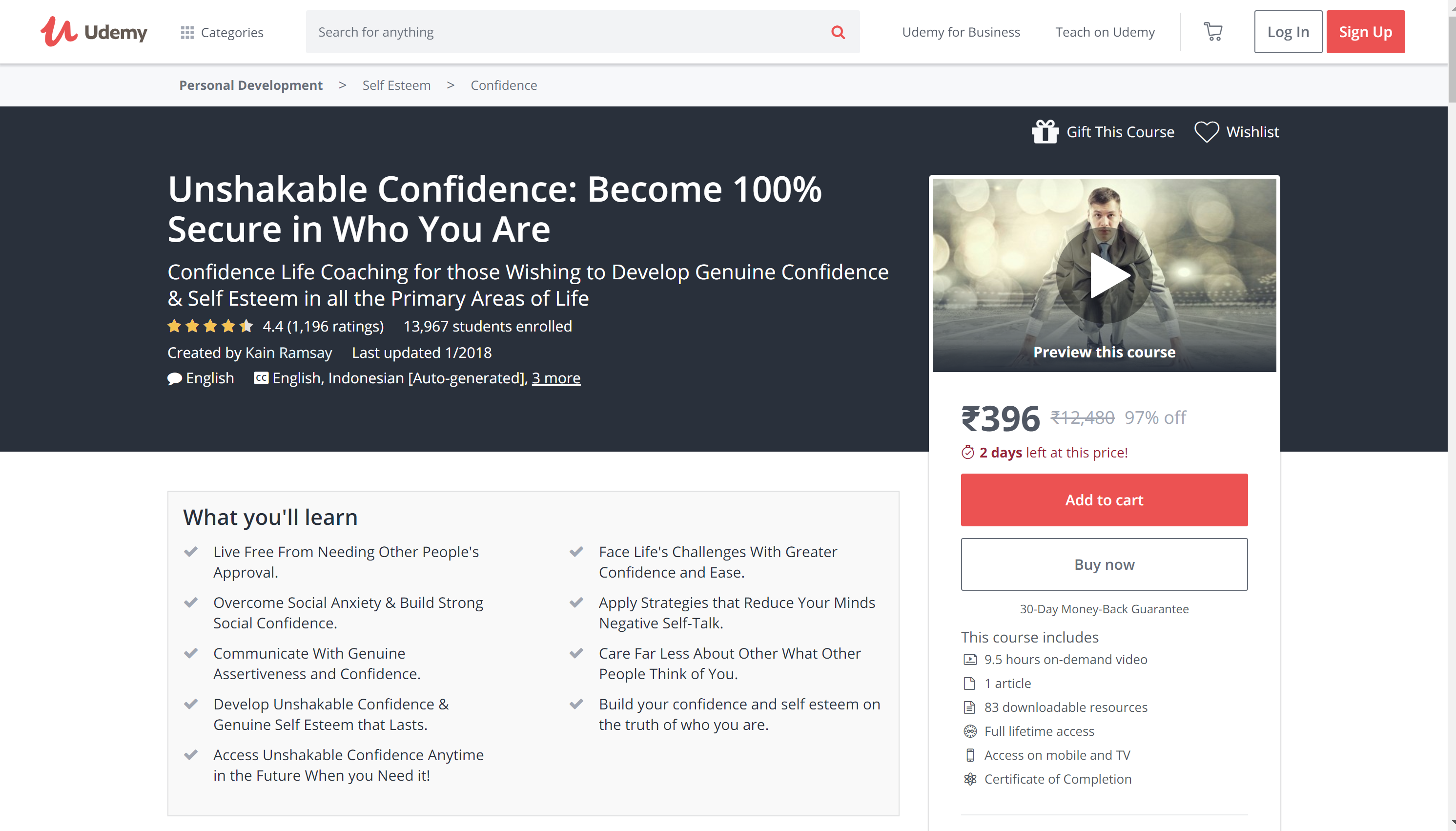 Udemy Seld confidence builder