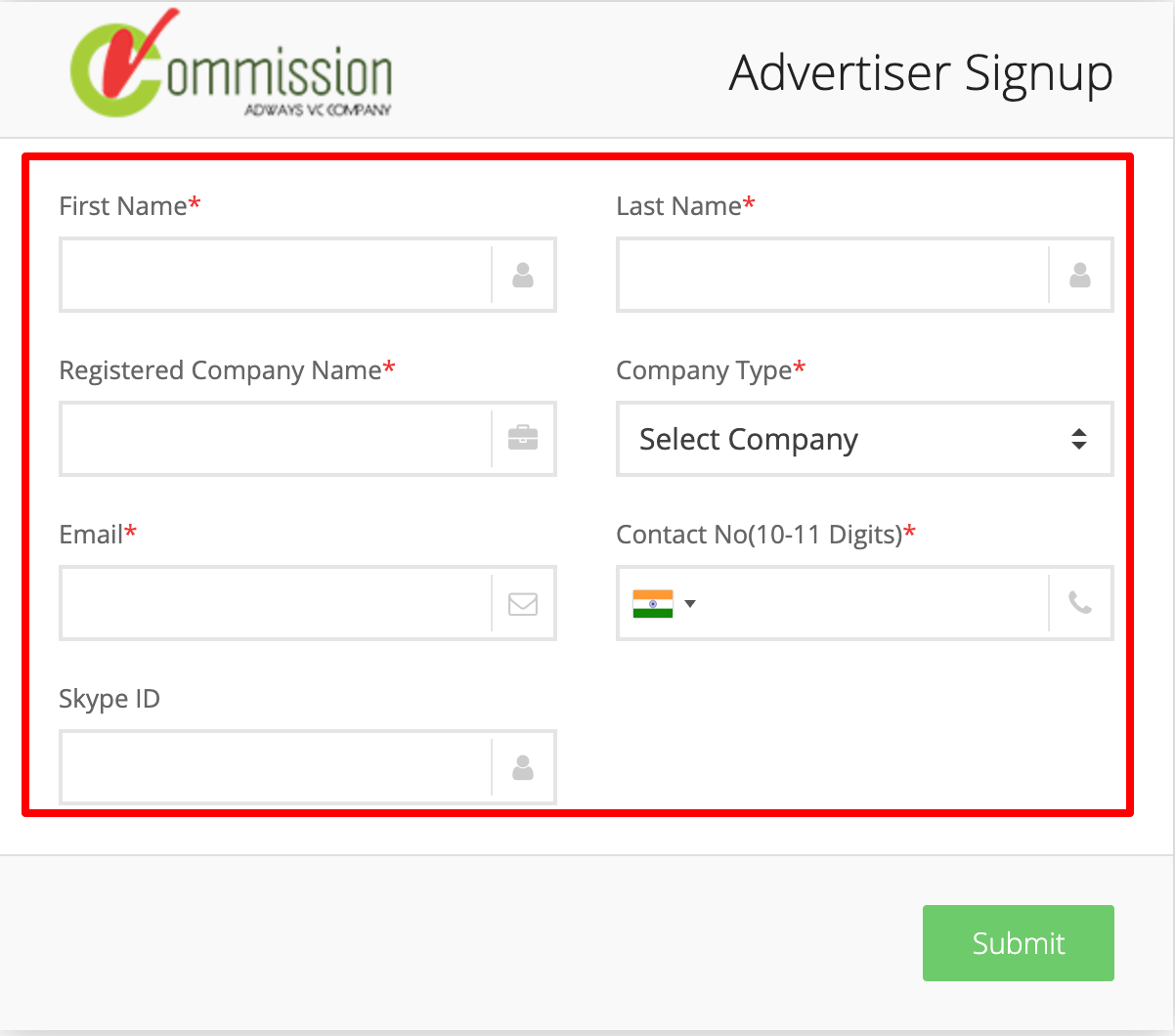 Advertiser Signup – vCommission Sign Up