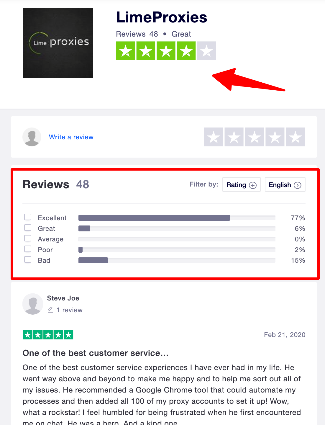 LimeProxies Customer Reviews- TrustPilot