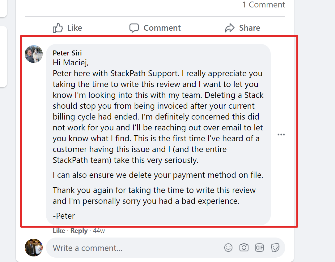 StackPath Customer Support Reviews
