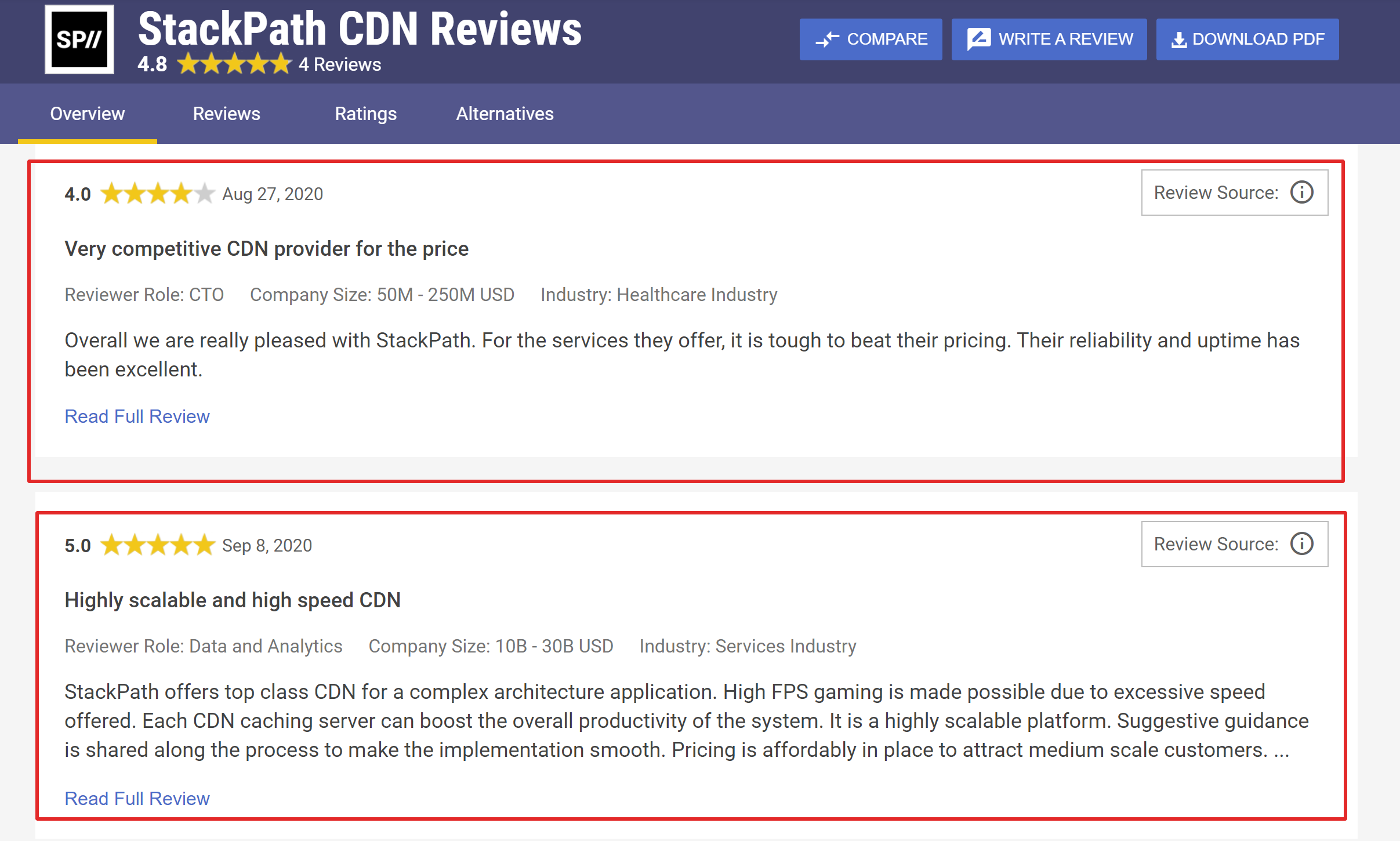 Stackpath Pricing reviews