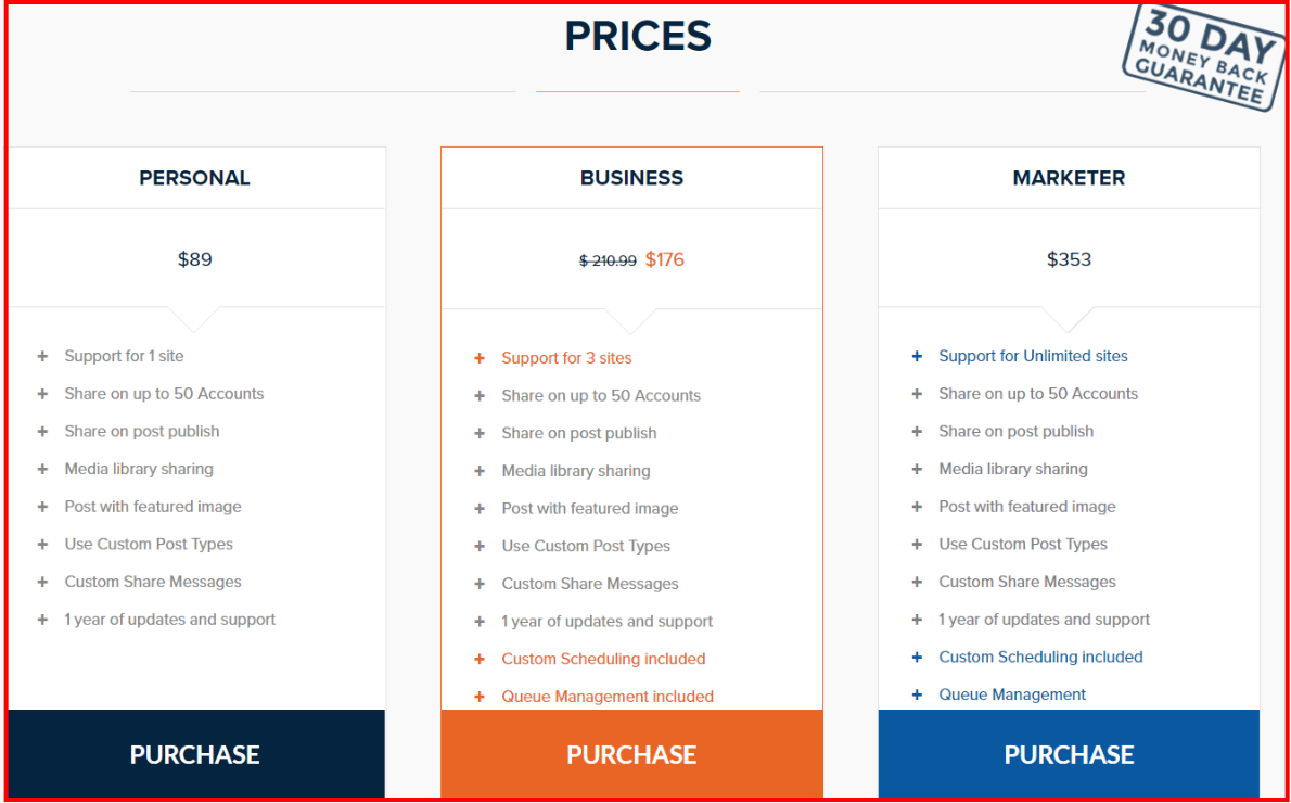 Revive Social Review - Revive Old Post Pricing Plan