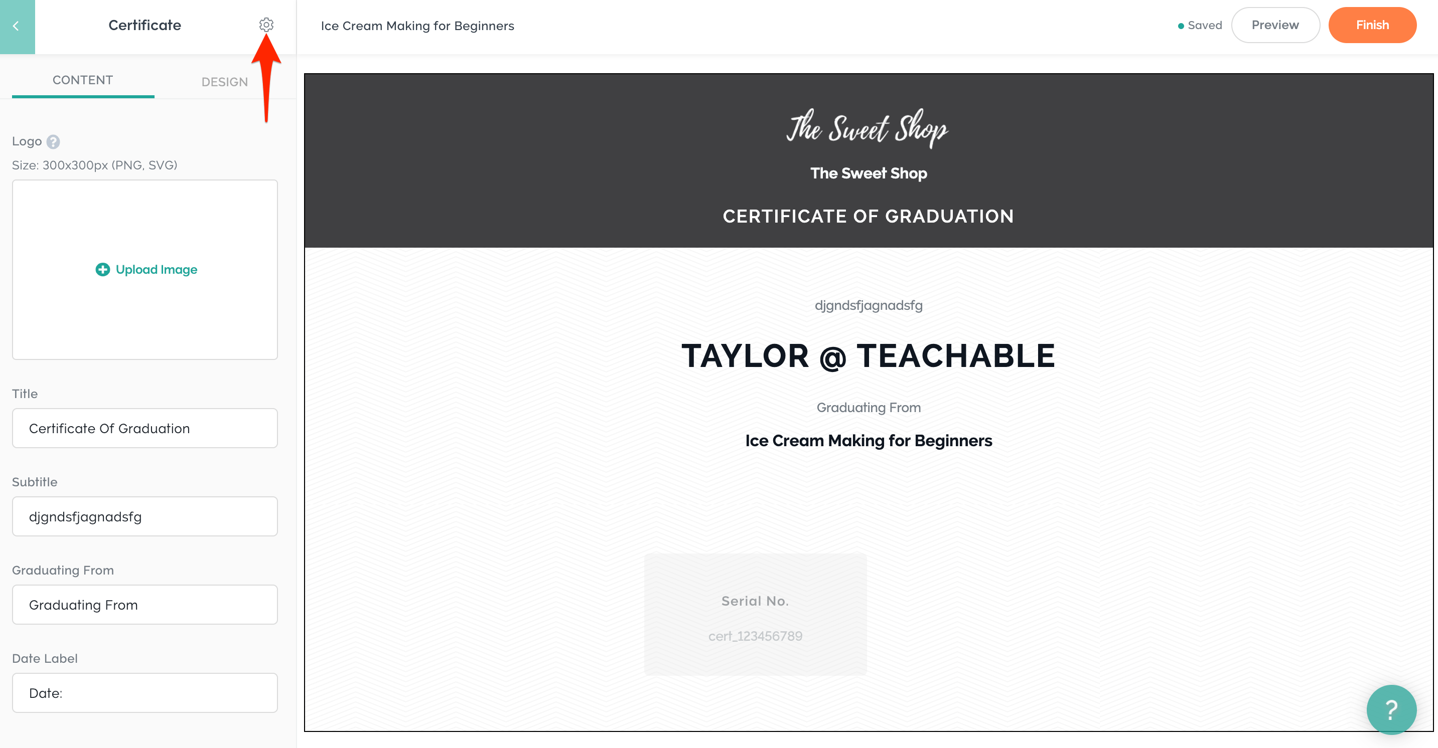 Certificate of Completion teachable