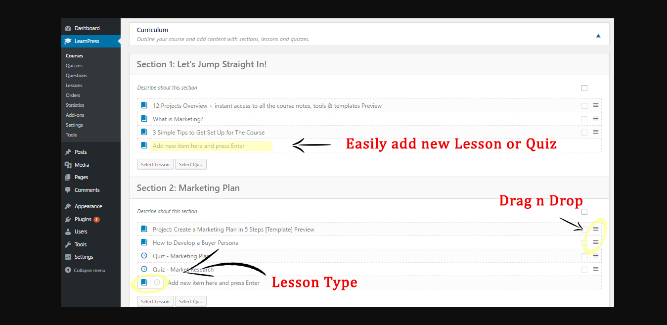 Create Course Easily with LearnPress